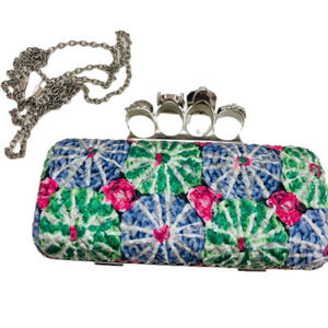 Skull ring Rhinestone flowers clutch